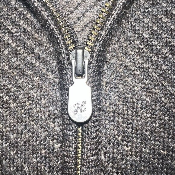 J. Hilburn Wool Sweater Mens Large Brown Quarter Zip Pullover 1/4 Zip Preppy - Picture 6 of 10